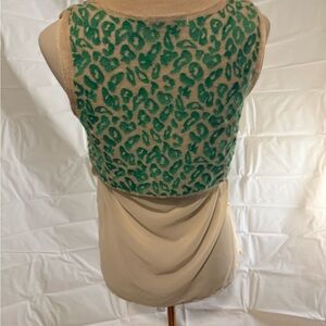 Fate Cream and Green Leopard Print Sleeveless Tank Top